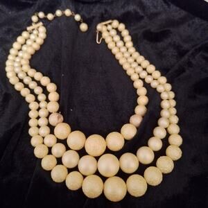Pearl earring and necklace set, chunky, heavy (faux) 3 Strand